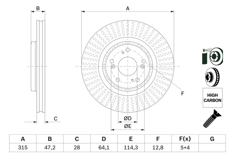 BOSCH 0 986 479 F12 Brake Disc