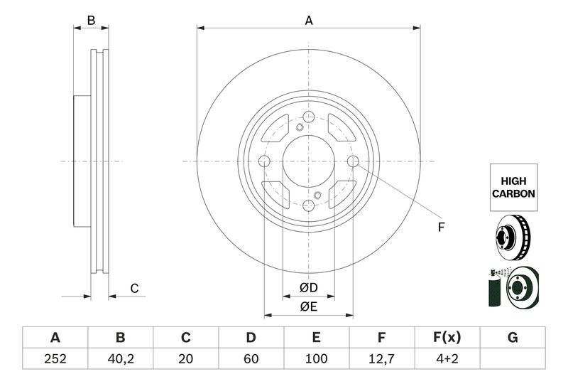 BOSCH 0 986 479 F37 Brake Disc