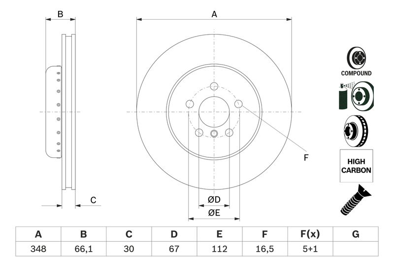 BOSCH 0 986 479 F57 Brake Disc