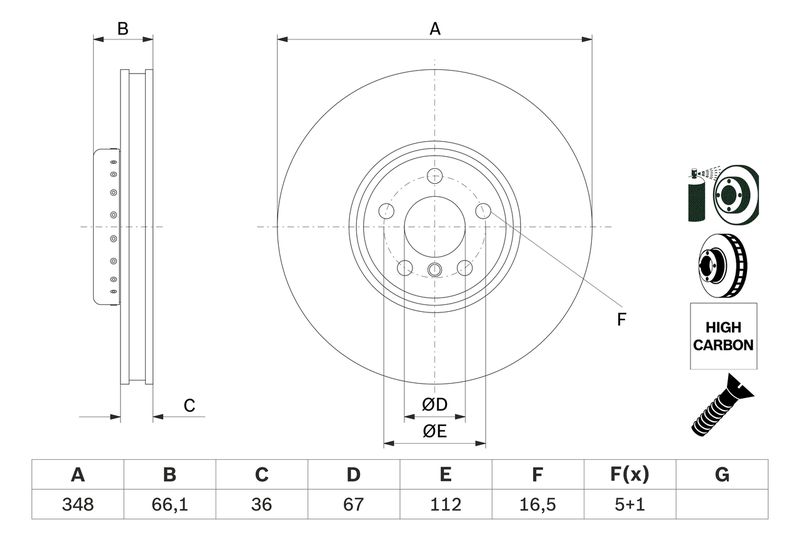 BOSCH 0 986 479 F59 Brake Disc