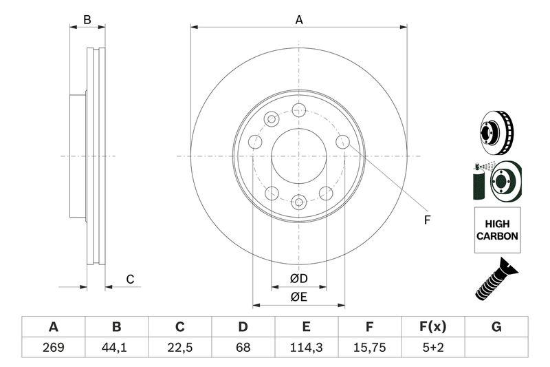 BOSCH 0 986 479 F65 Brake Disc