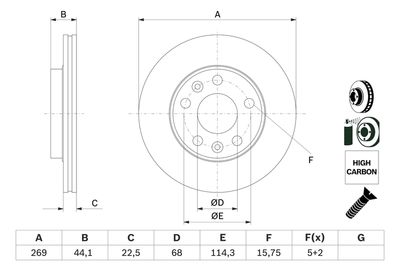 Brake Disc BOSCH 0 986 479 F65