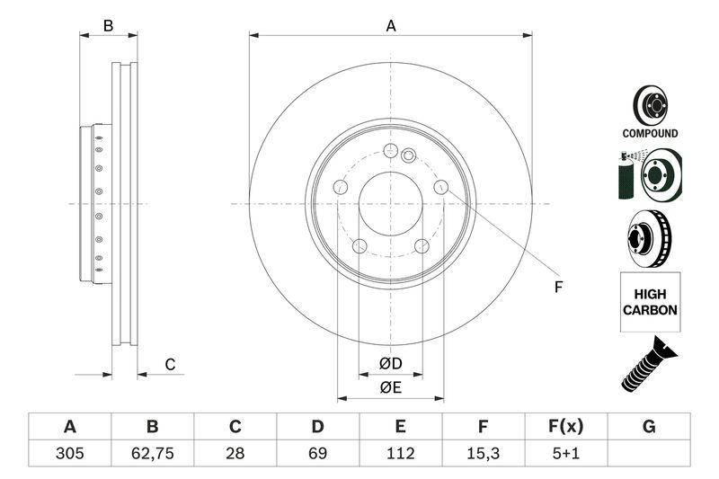 BOSCH 0 986 479 G41 Brake Disc