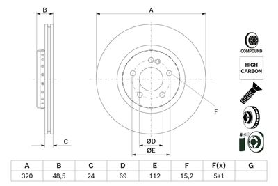 Brake Disc BOSCH 0 986 479 H43