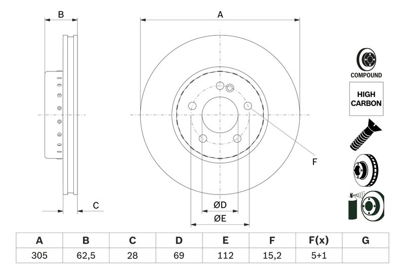 BOSCH 0 986 479 H46 Brake Disc