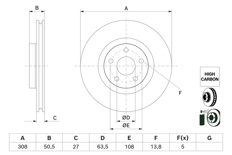 BOSCH 0 986 479 H51 Brake Disc