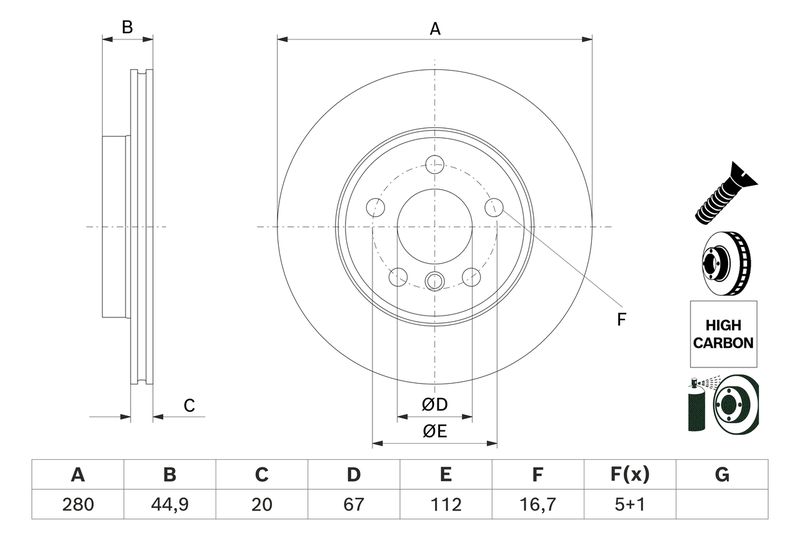 BOSCH 0 986 479 H70 Brake Disc