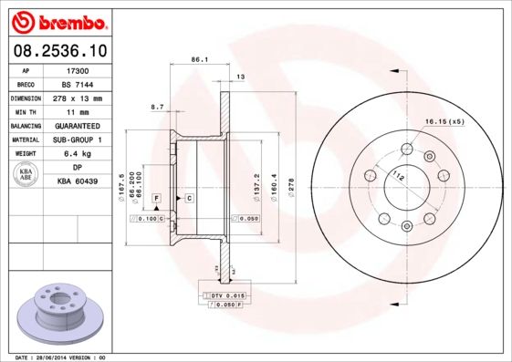BREMBO 08.2536.10 Brake Disc