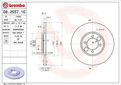 Brake Disc BREMBO 08.2557.10