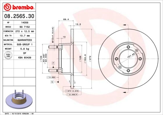 BREMBO 08.2565.30 Brake Disc
