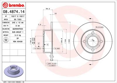 Brake Disc BREMBO 08.4874.14