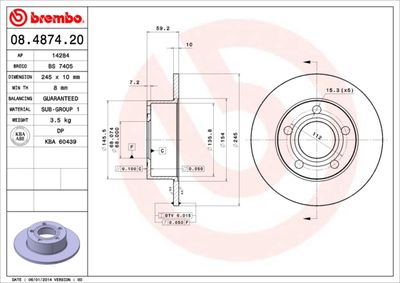 Brake Disc BREMBO 08.4874.20