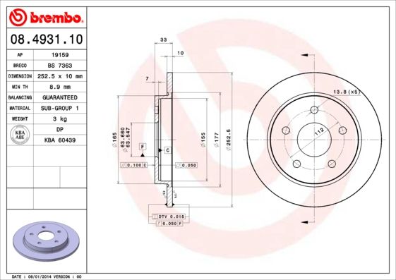 BREMBO 08.4931.10 Brake Disc