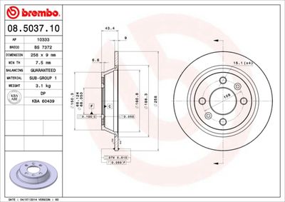Brake Disc BREMBO 08.5037.10