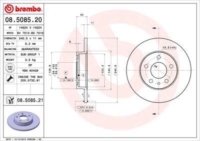 Brake Disc BREMBO 08.5085.21