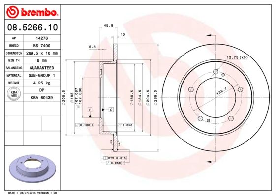 BREMBO 08.5266.10 Brake Disc