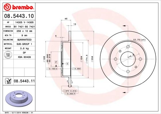 BREMBO 08.5443.10 Brake Disc
