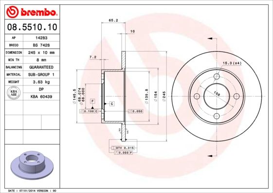 BREMBO 08.5510.10 Brake Disc