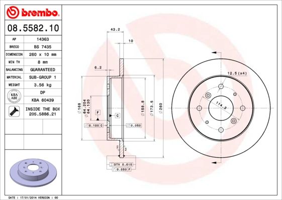 BREMBO 08.5582.10 Brake Disc