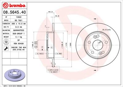 Brake Disc BREMBO 08.5645.40