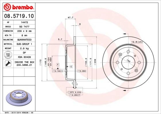 BREMBO 08.5719.10 Brake Disc
