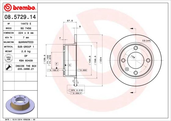 BREMBO 08.5729.14 Brake Disc