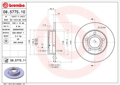 Brake Disc BREMBO 08.5775.10