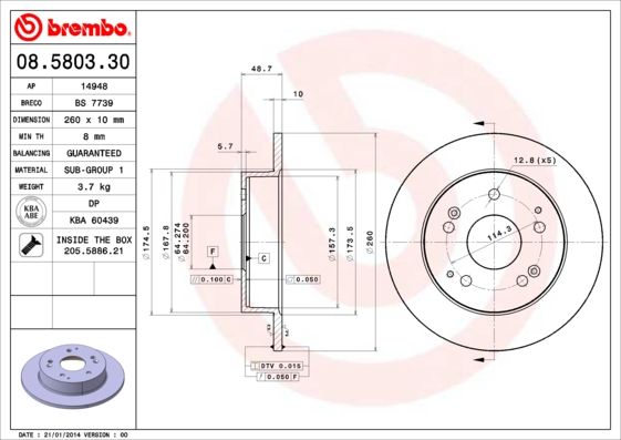 BREMBO 08.5803.30 Brake Disc
