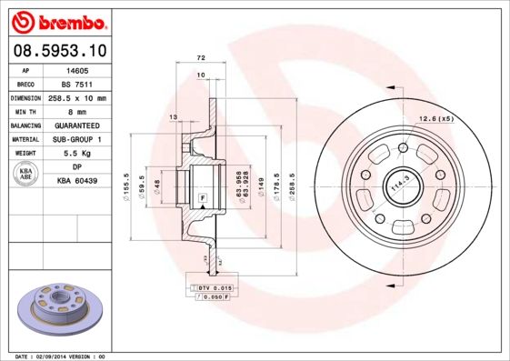 BREMBO 08.5953.10 Brake Disc
