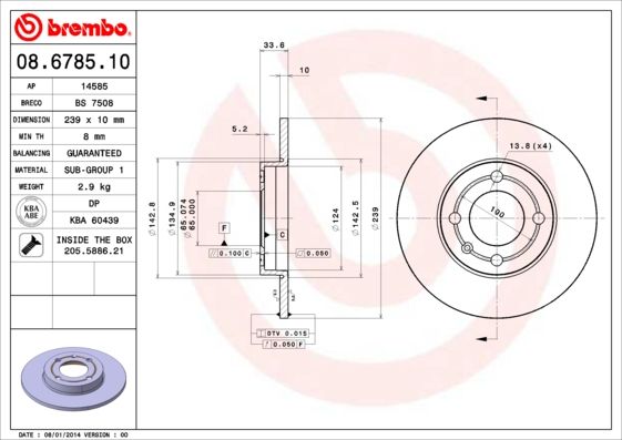 BREMBO 08.6785.10 Brake Disc