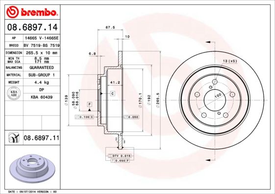 BREMBO 08.6897.11 Brake Disc