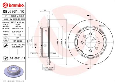Brake Disc BREMBO 08.6931.10