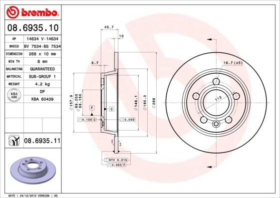 BREMBO 08.6935.11 Brake Disc