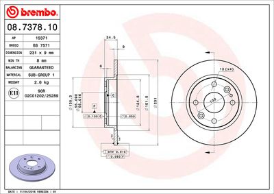 Brake Disc BREMBO 08.7378.10