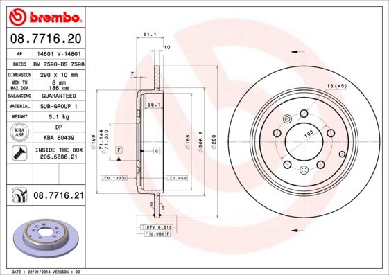 BREMBO 08.7716.21 Brake Disc
