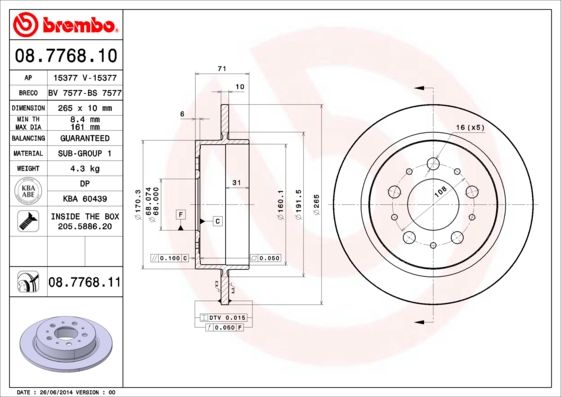 BREMBO 08.7768.10 Brake Disc