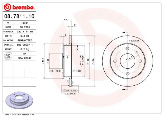 BREMBO 08.7811.10 Brake Disc