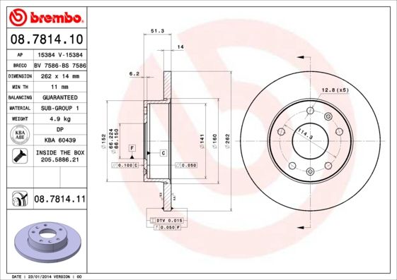 BREMBO 08.7814.11 Brake Disc