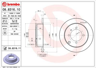 Brake Disc BREMBO 08.8316.11