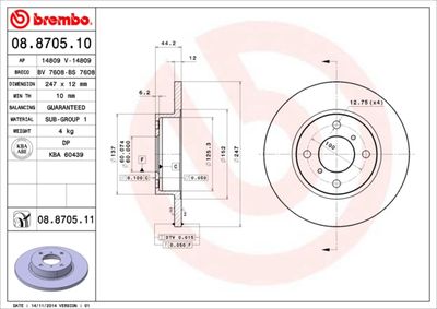 Brake Disc BREMBO 08.8705.10