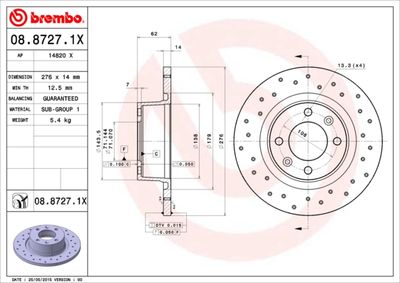 Brake Disc BREMBO 08.8727.1X