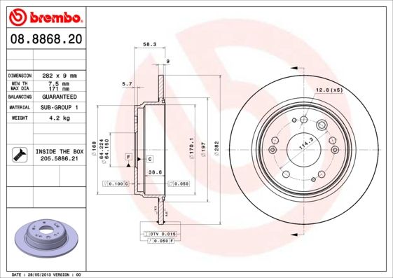 BREMBO 08.8868.20 Brake Disc