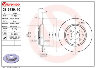 Brake Disc BREMBO 08.9139.10