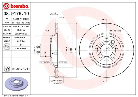 BREMBO 08.9176.11 Brake Disc