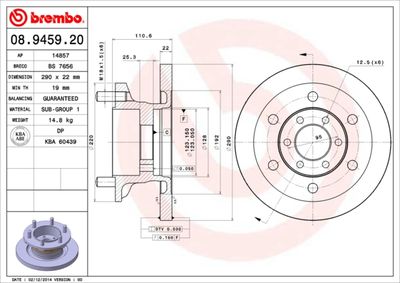 Brake Disc BREMBO 08.9459.20
