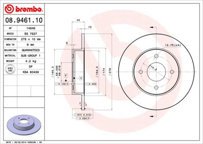 Brake Disc BREMBO 08.9461.10
