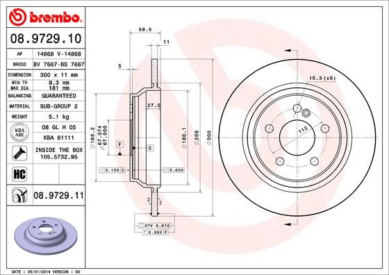 BREMBO 08.9729.10 Brake Disc