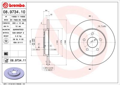 Brake Disc BREMBO 08.9734.10