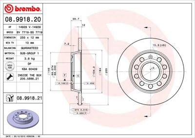 Brake Disc BREMBO 08.9918.21