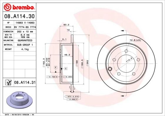 BREMBO 08.A114.31 Brake Disc